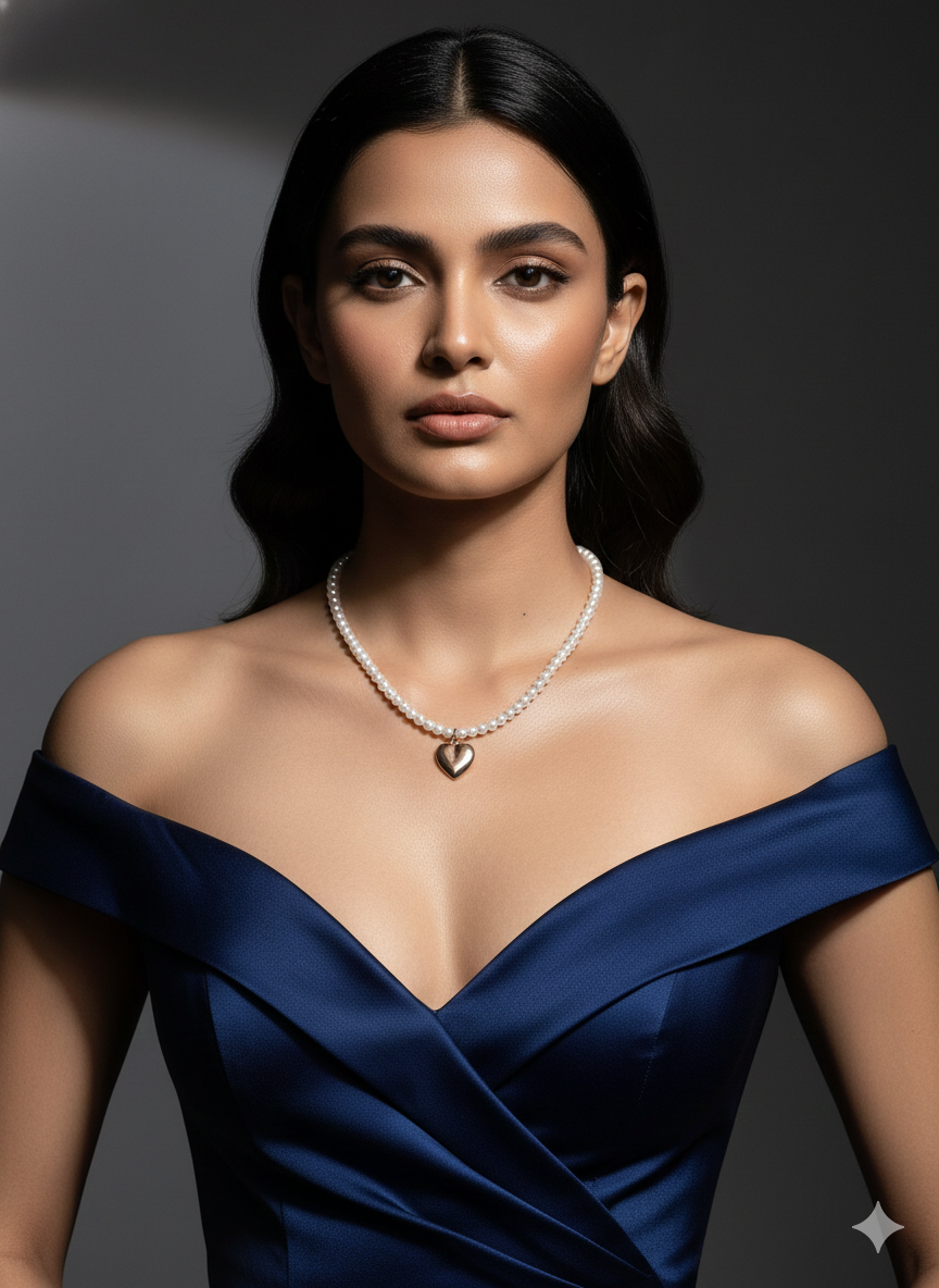 Pearl Heart Pendant Necklace for Women