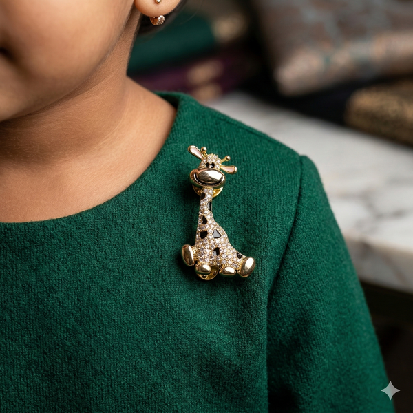 Tiny Giraffe Gold Brooch for Kids