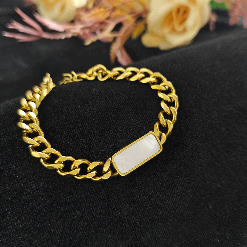 Gold Chain Bracelet with Stone Accent