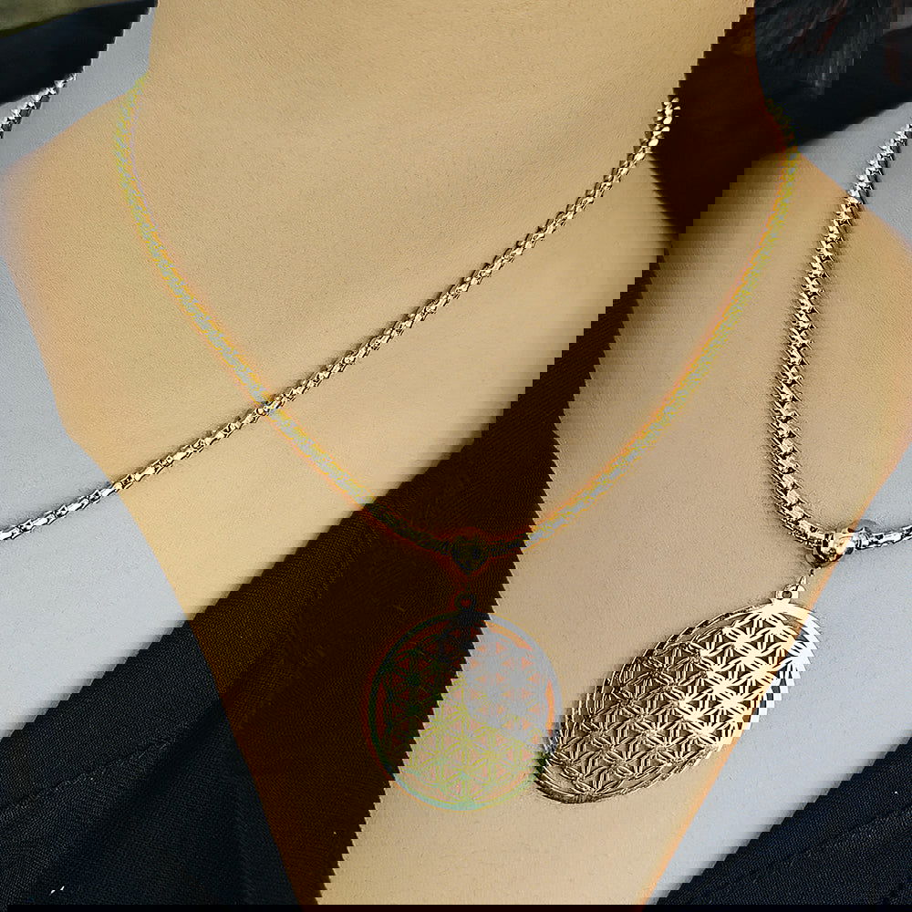 Gold Plated Flower Of Life Necklace - Aura Bling