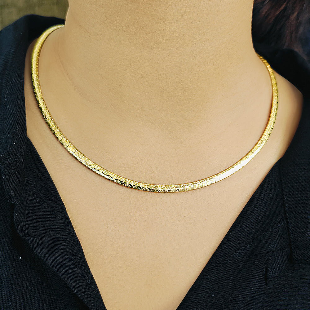 18K Gold Plated Stiff Chain Necklace