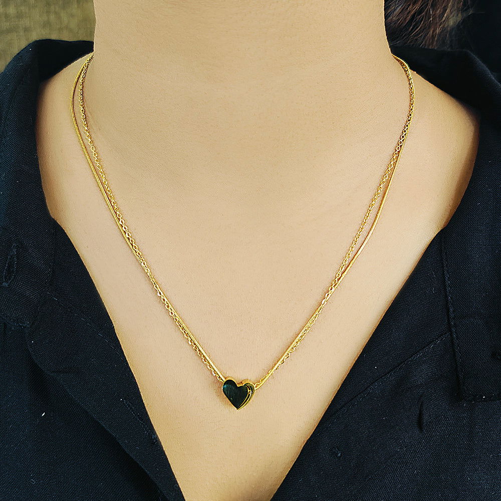 Gold heart with double chain