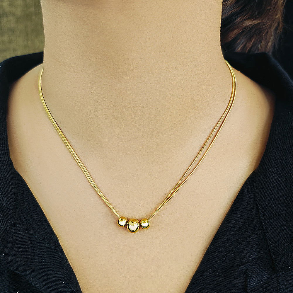 Gold plated 3 orbit necklace