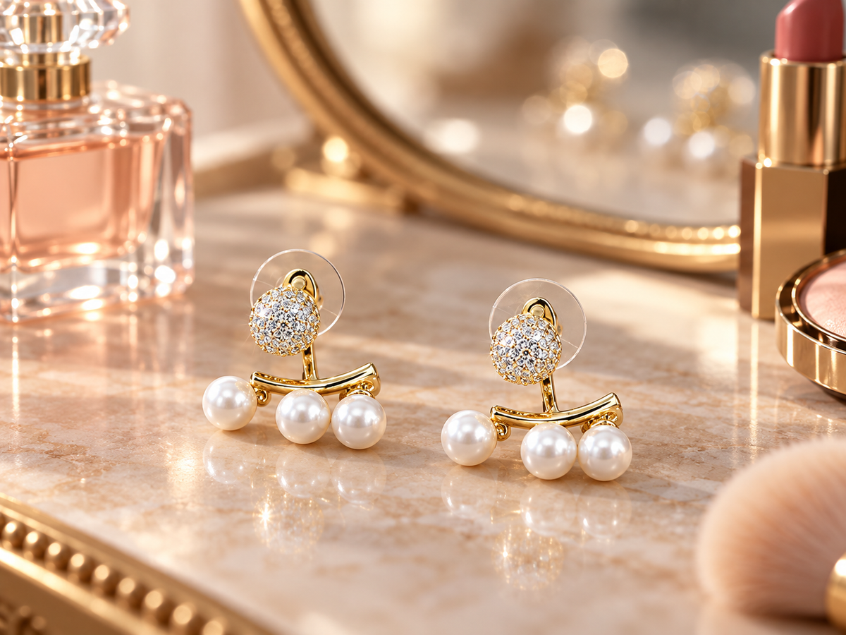 Pavé Pearl Earrings