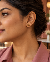 Mini Bean Earrings in Gold Tone - Styled View