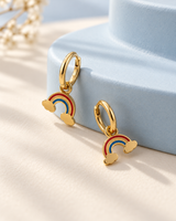 Rainbow Charm Hoops in Enamel