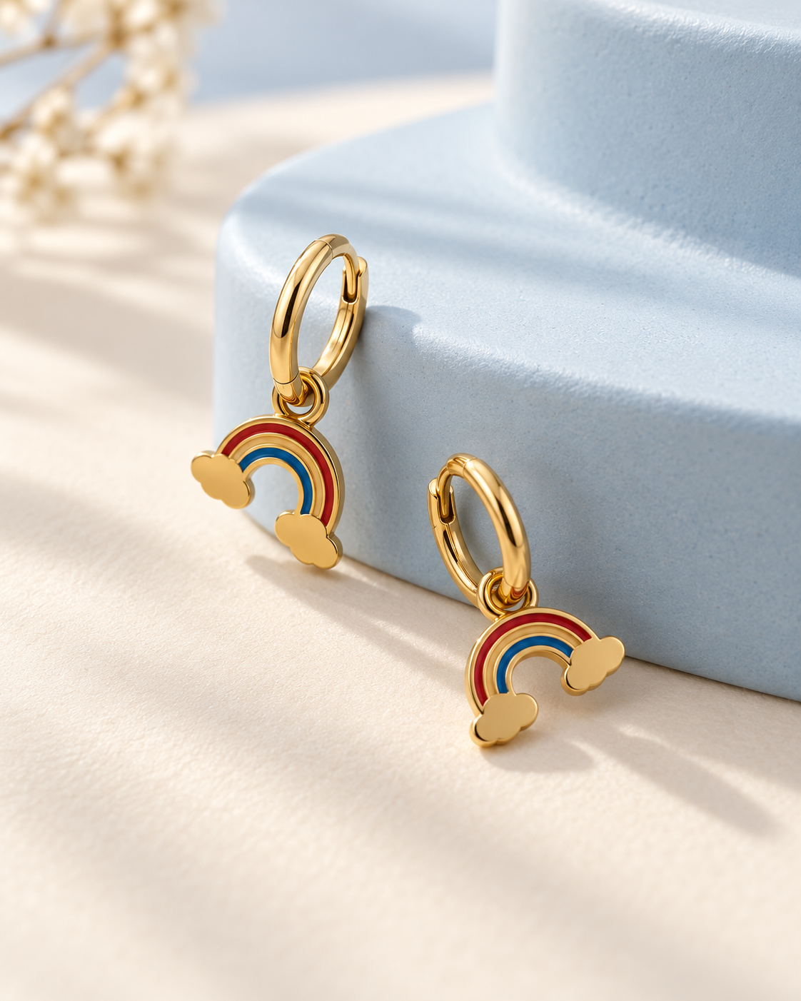 Rainbow Charm Hoops in Enamel