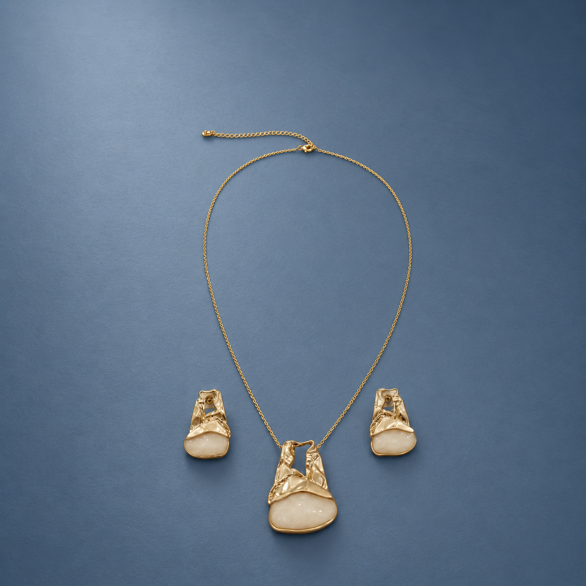 Soft Stone Necklace Set in Metal - Product View