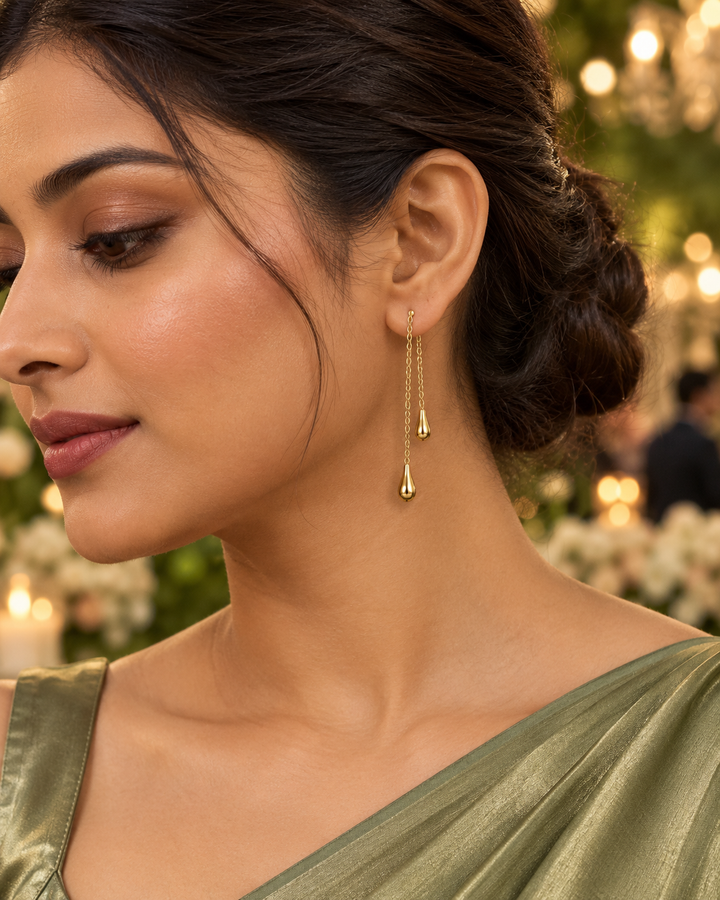 Golden Drizzle Earrings in Gold Tone