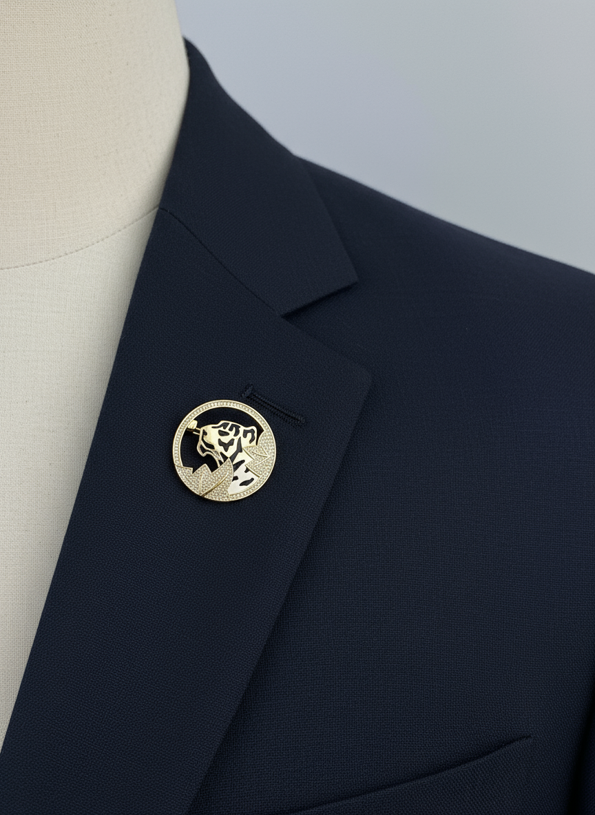 Men’s Panther Brooch in Gold & Black