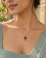 Turtle Gem Necklace in Gold Tone - Styled View