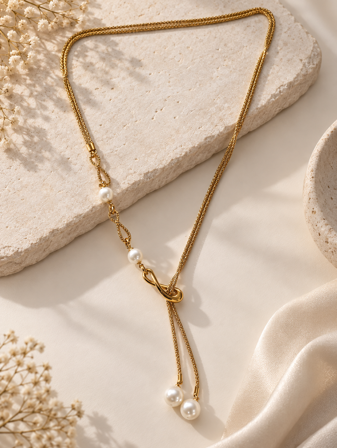 Golden Knotfall Necklace