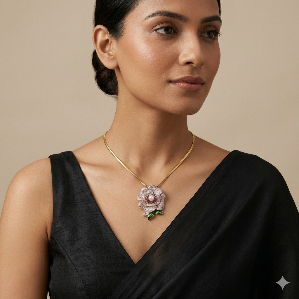 The Regal Floral Pearl Pendant Brooch
