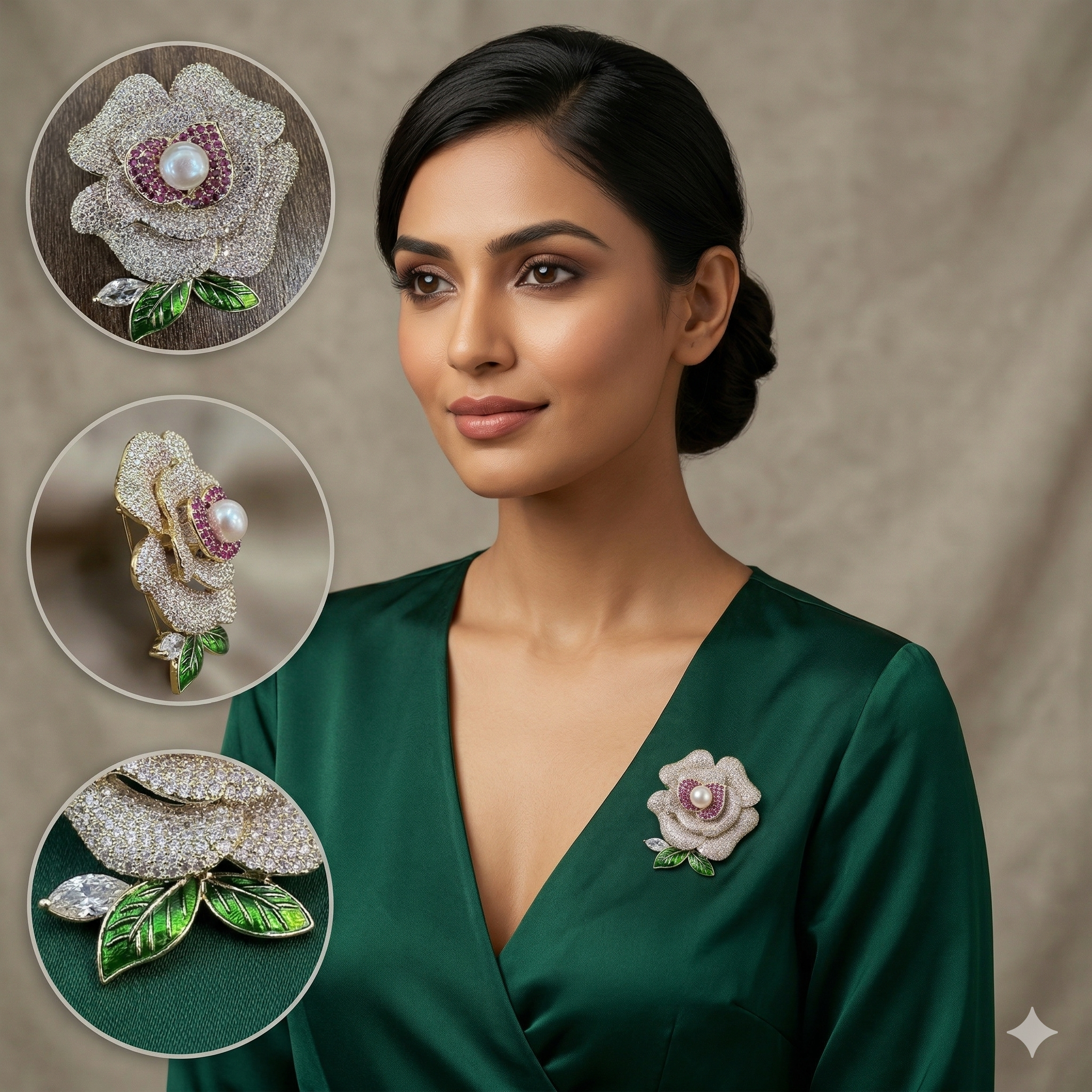 The Regal Floral Pearl Pendant Brooch