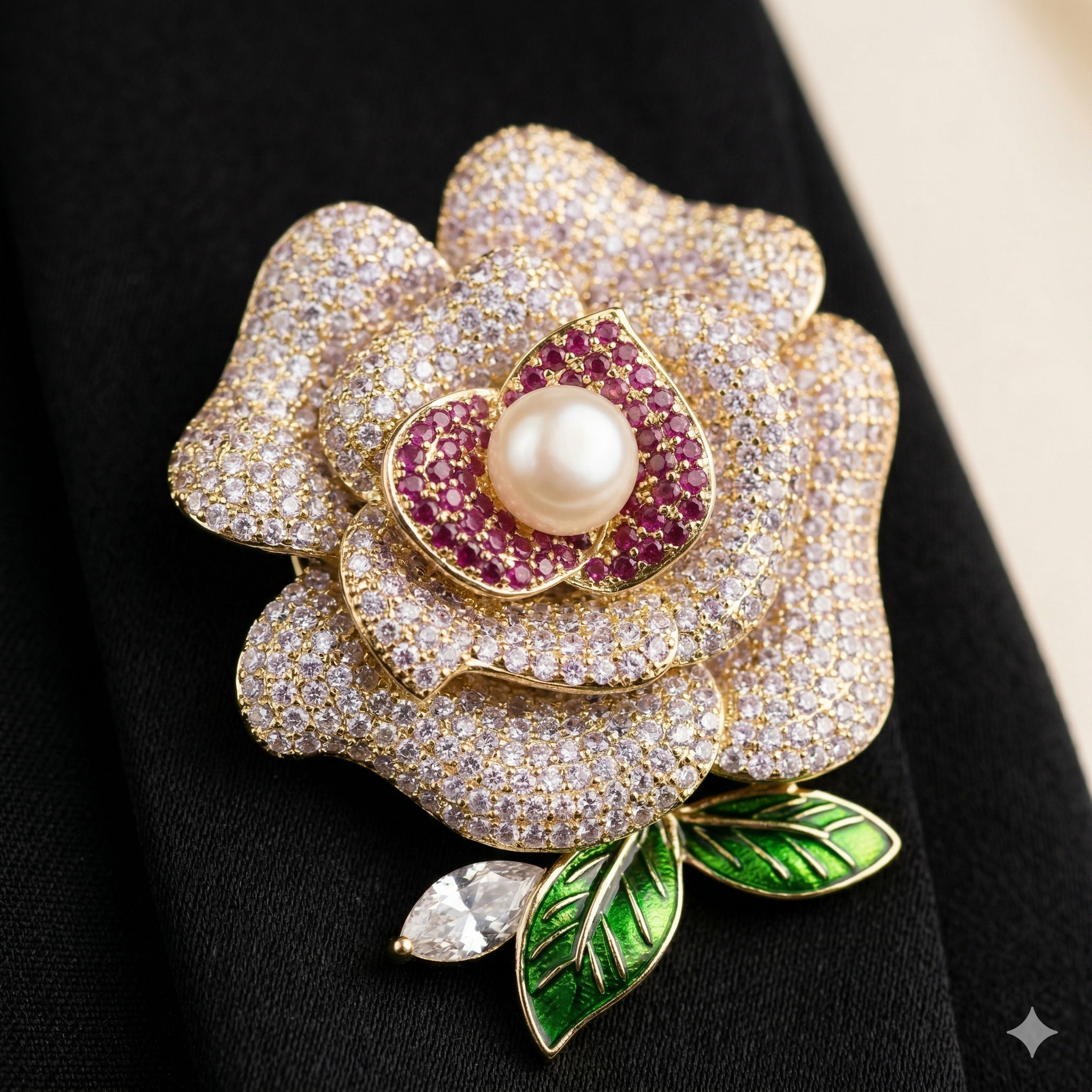 The Regal Floral Pearl Pendant Brooch