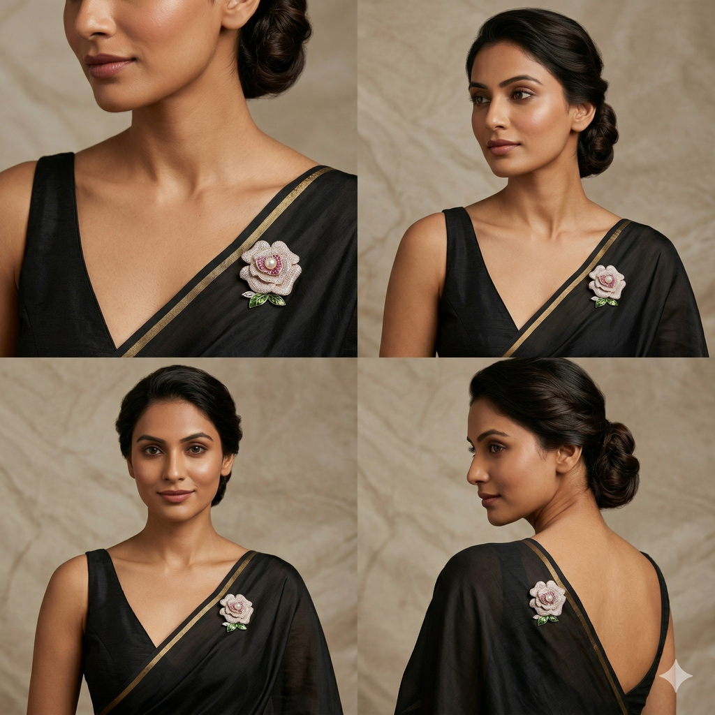 The Regal Floral Pearl Pendant Brooch