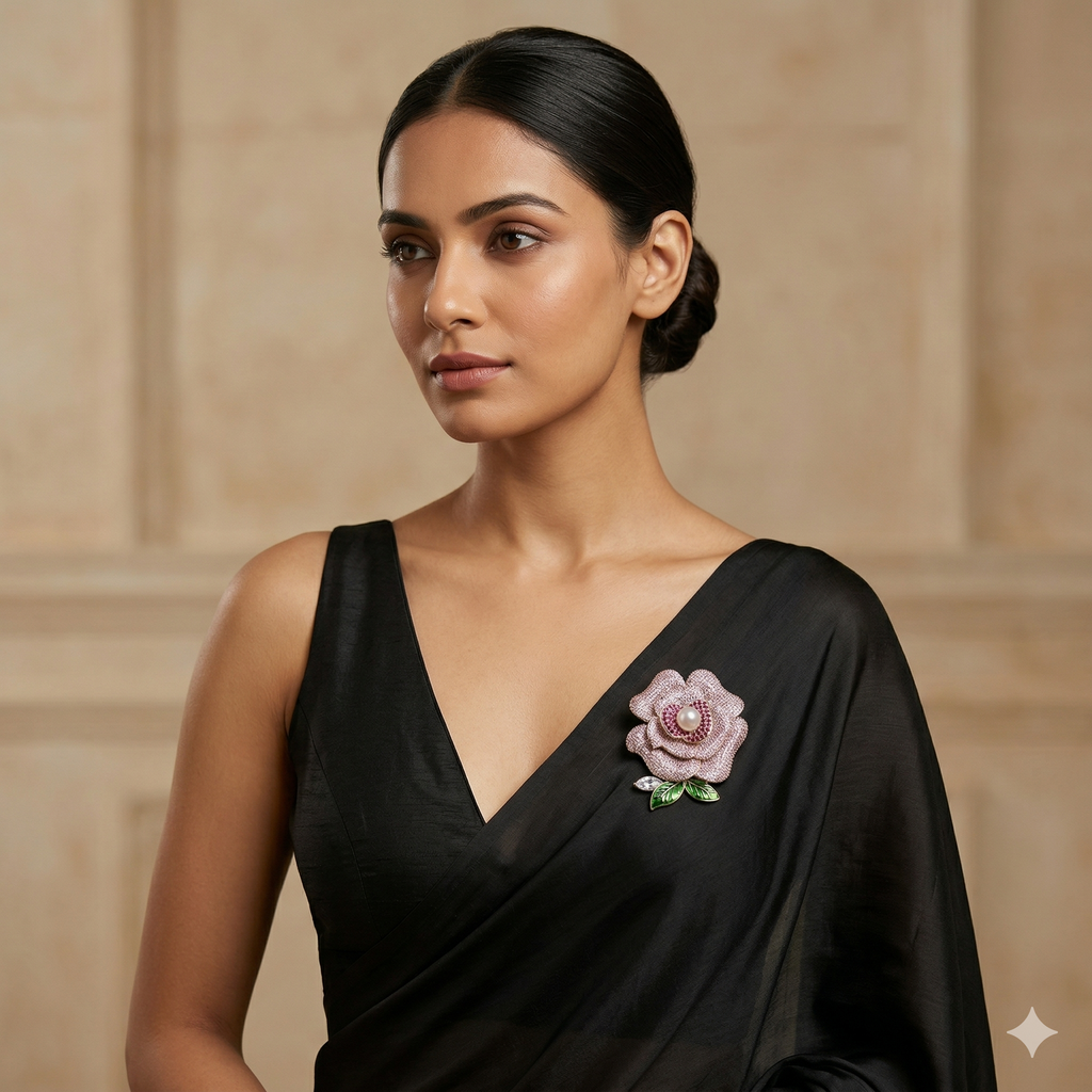 The Regal Floral Pearl Pendant Brooch