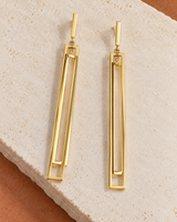 Sleek Horizon Earrings in Gold Tone