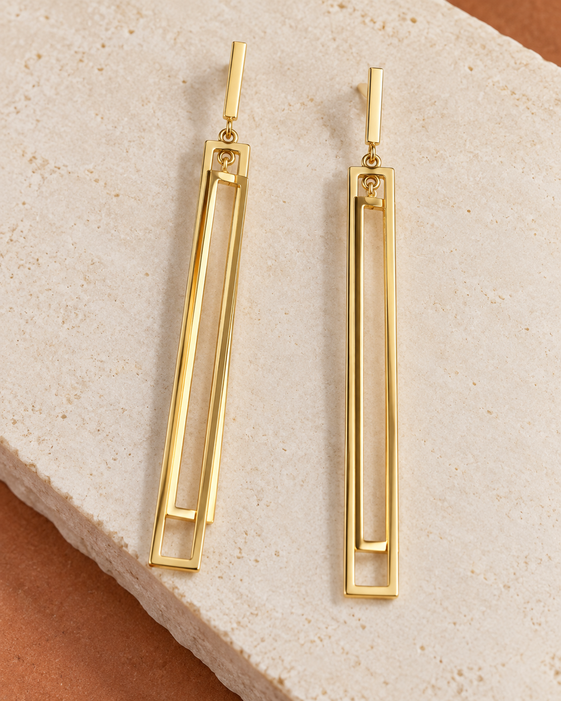 Sleek Horizon Earrings in Gold Tone