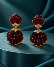 Burgundy Shell Earrings