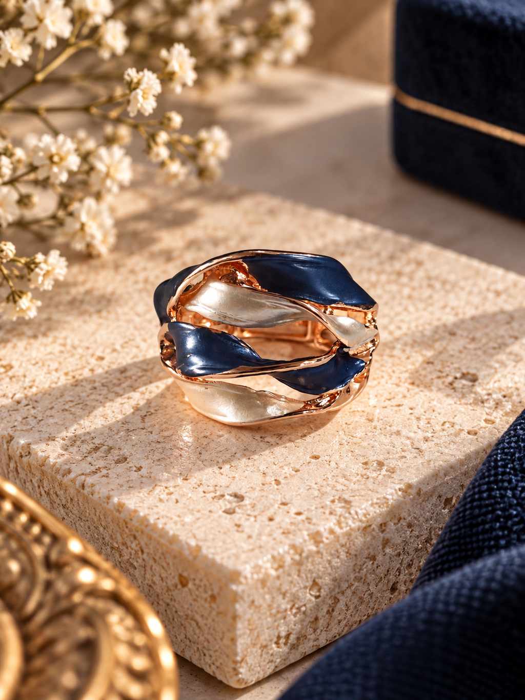 Navy Ribbon Ring