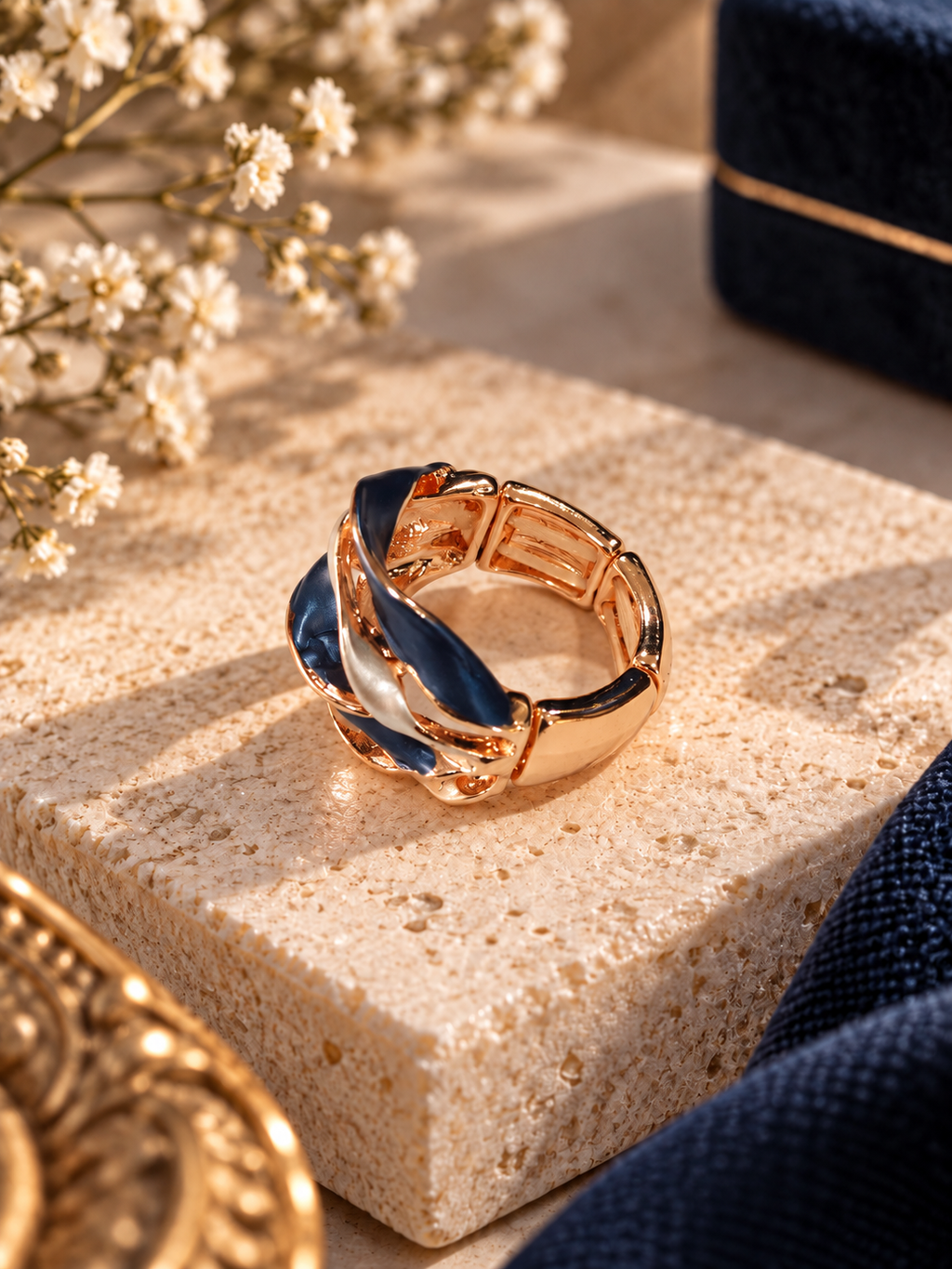 Navy Ribbon Ring