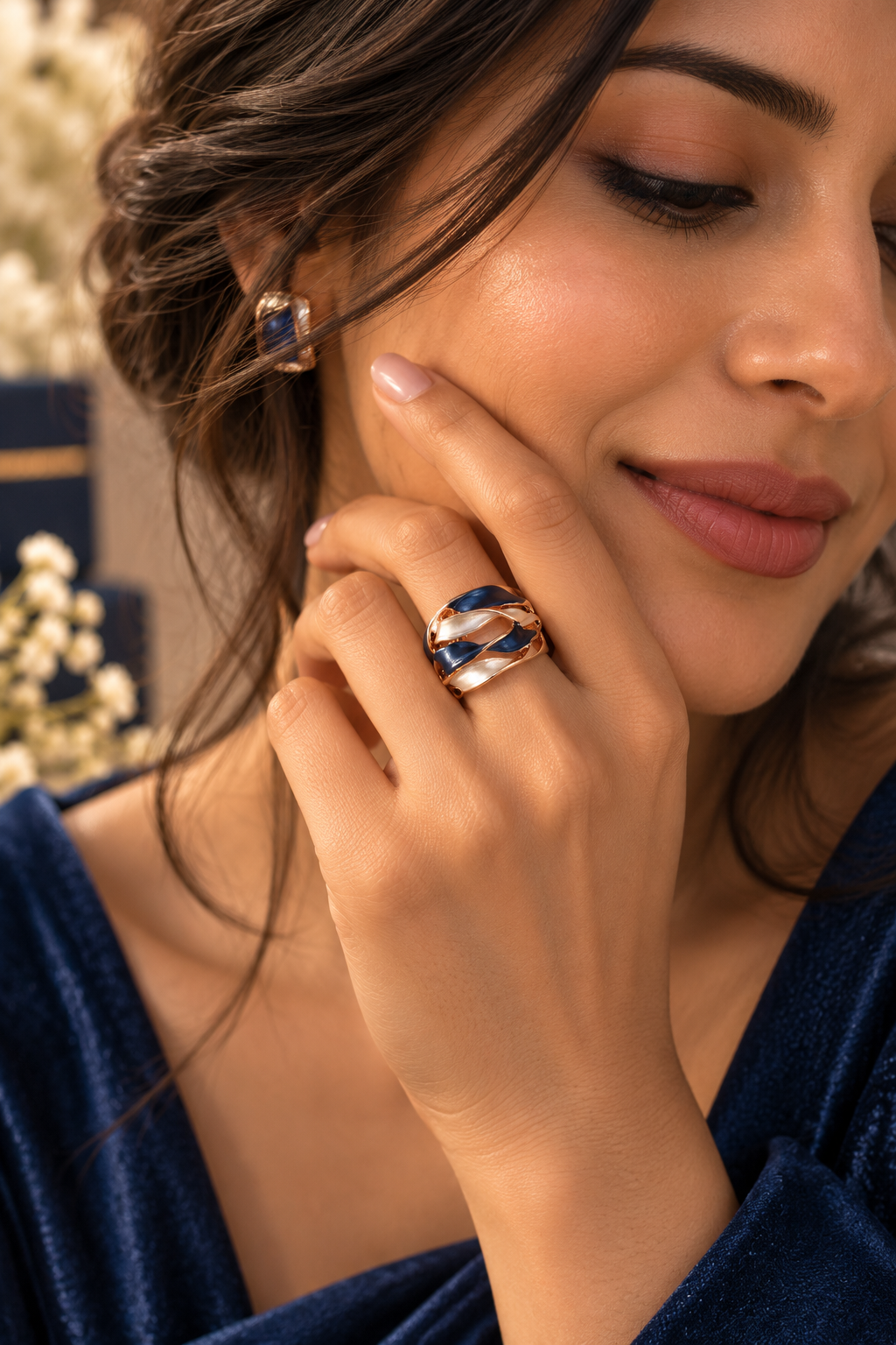 Navy Ribbon Ring