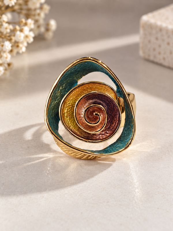 Teal Spiral Ring