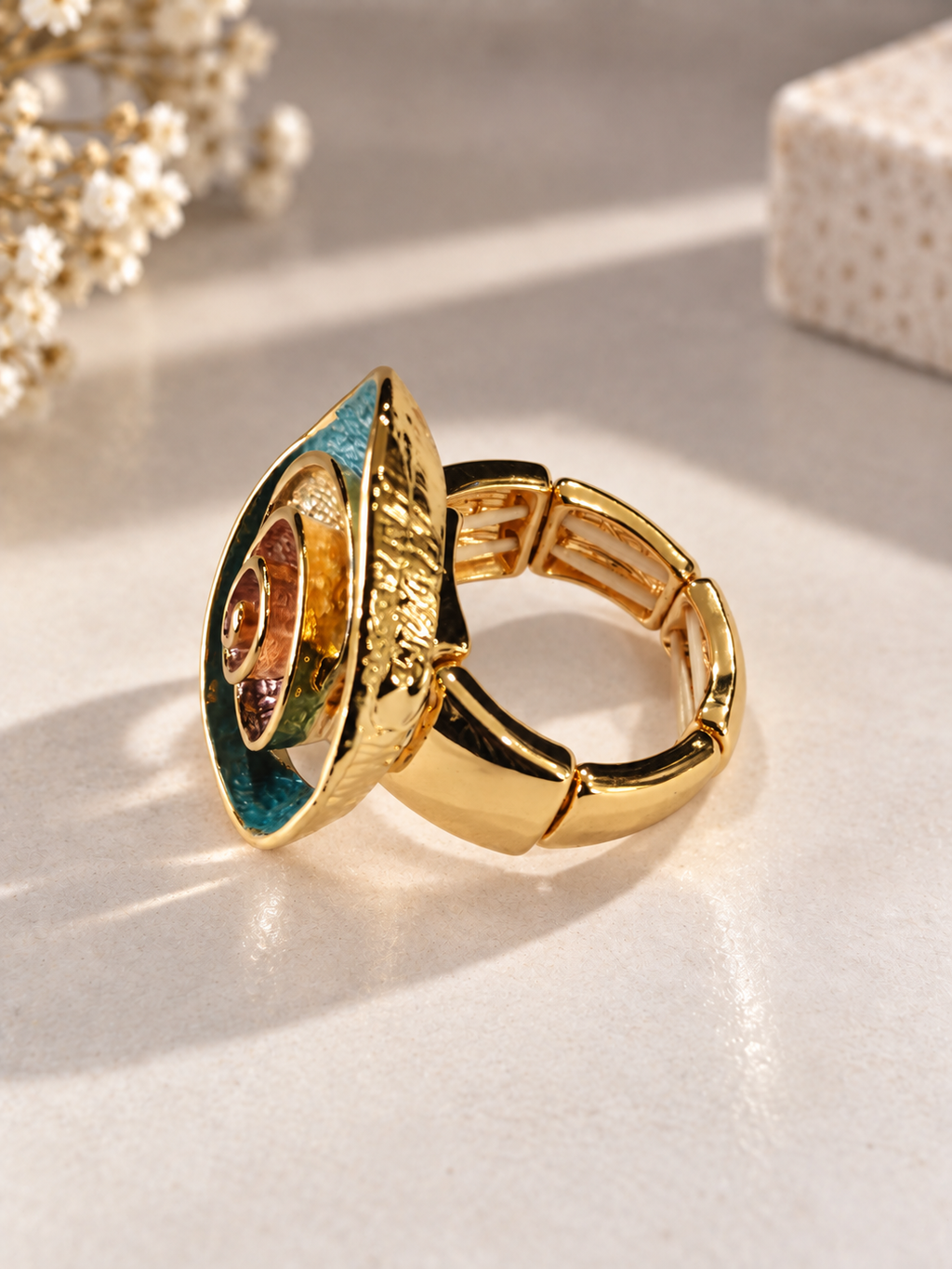 Teal Spiral Ring