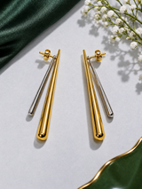 Two-Tone Stiletto Earrings in Gold and Silver Tone
