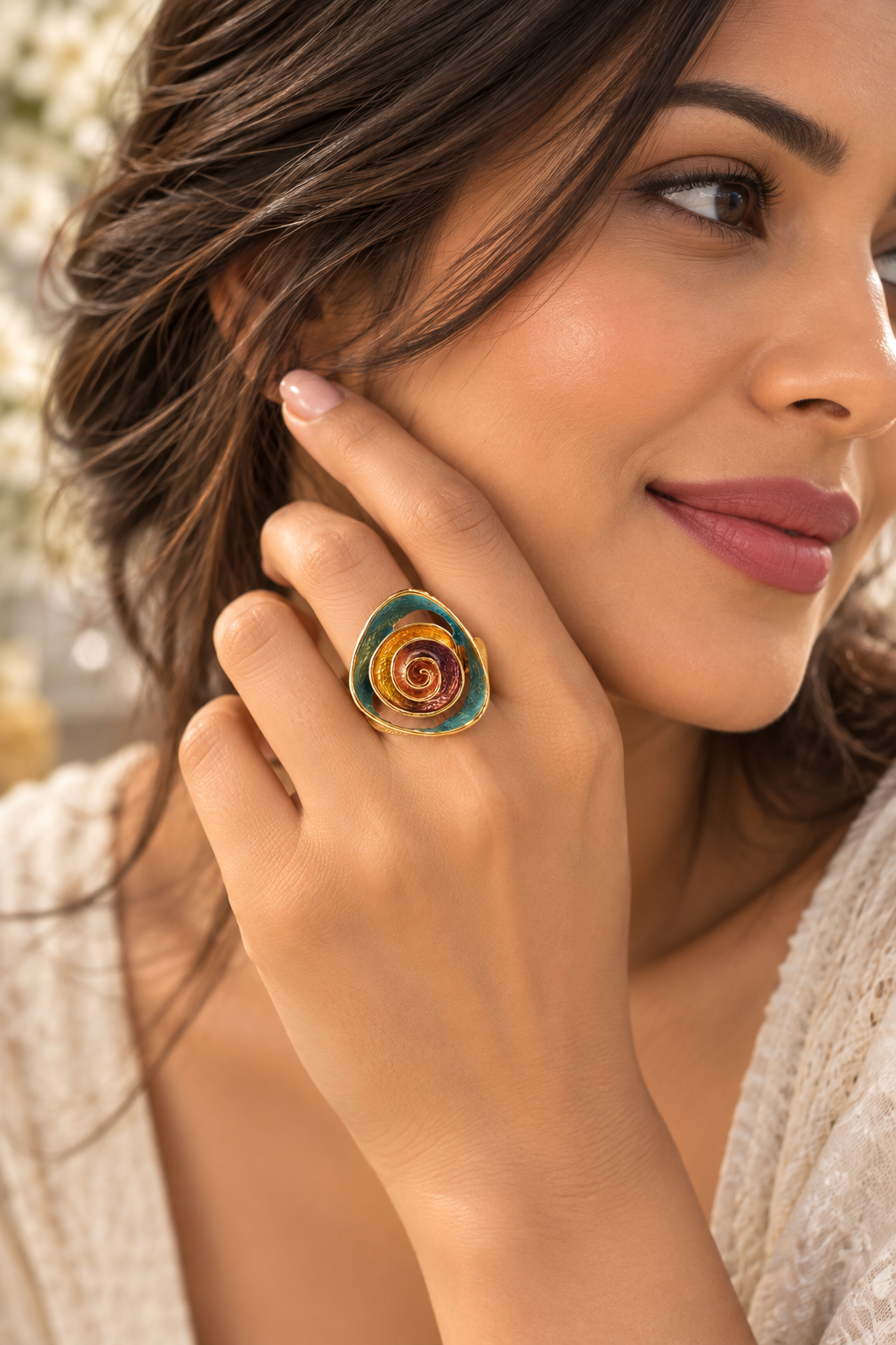 Teal Spiral Ring