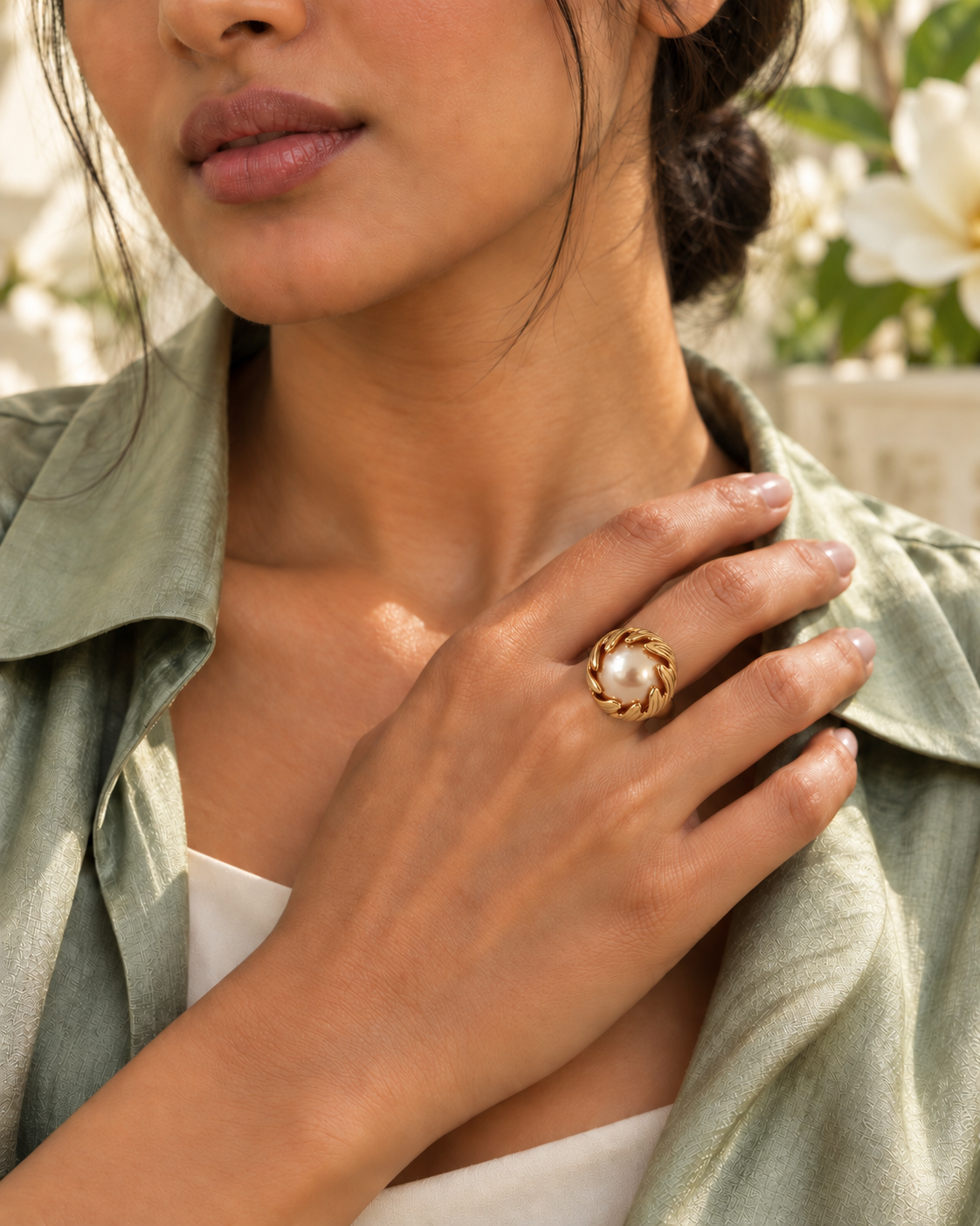 Pearl Enfold Ring