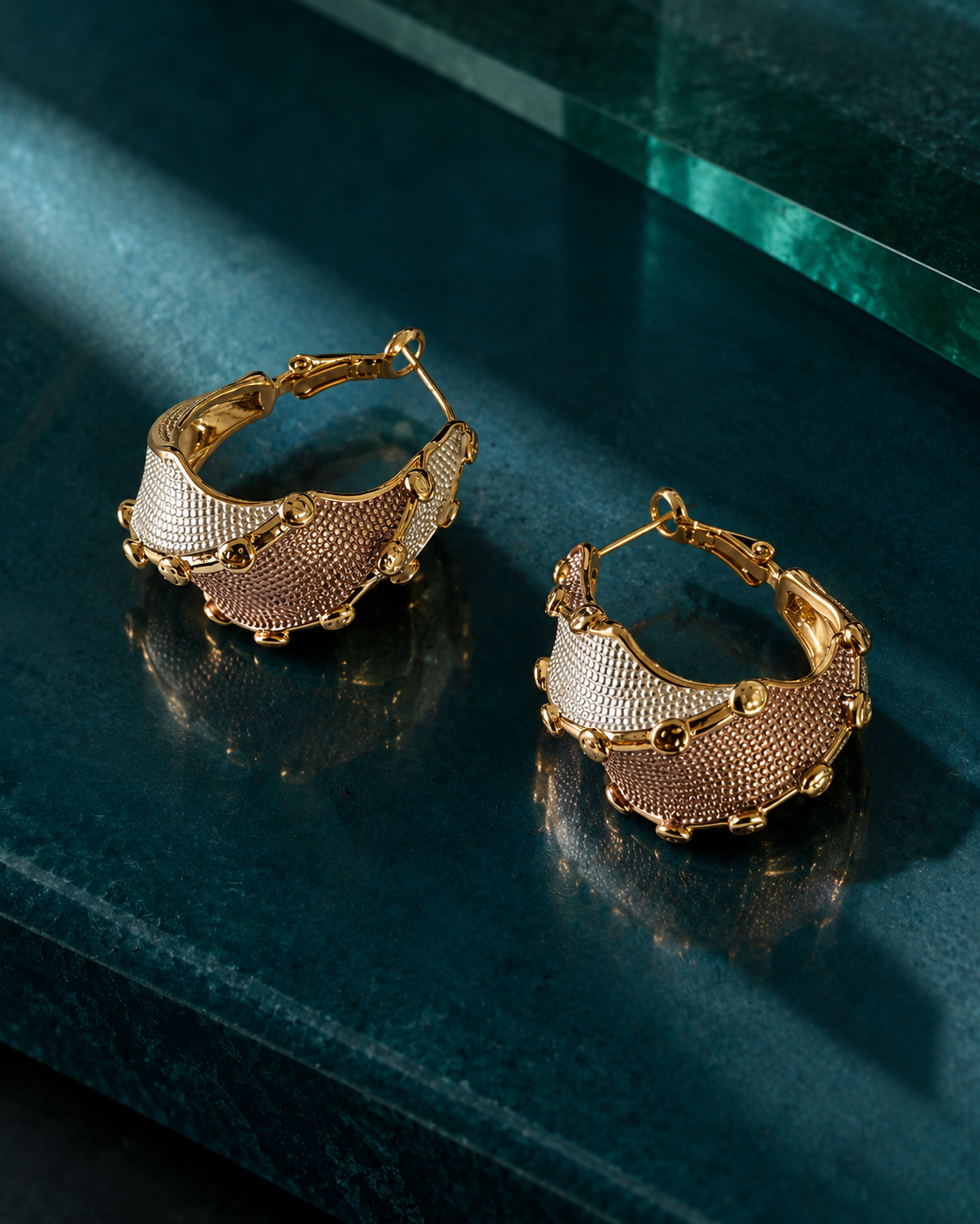 Tri-Tone Cuff Earrings