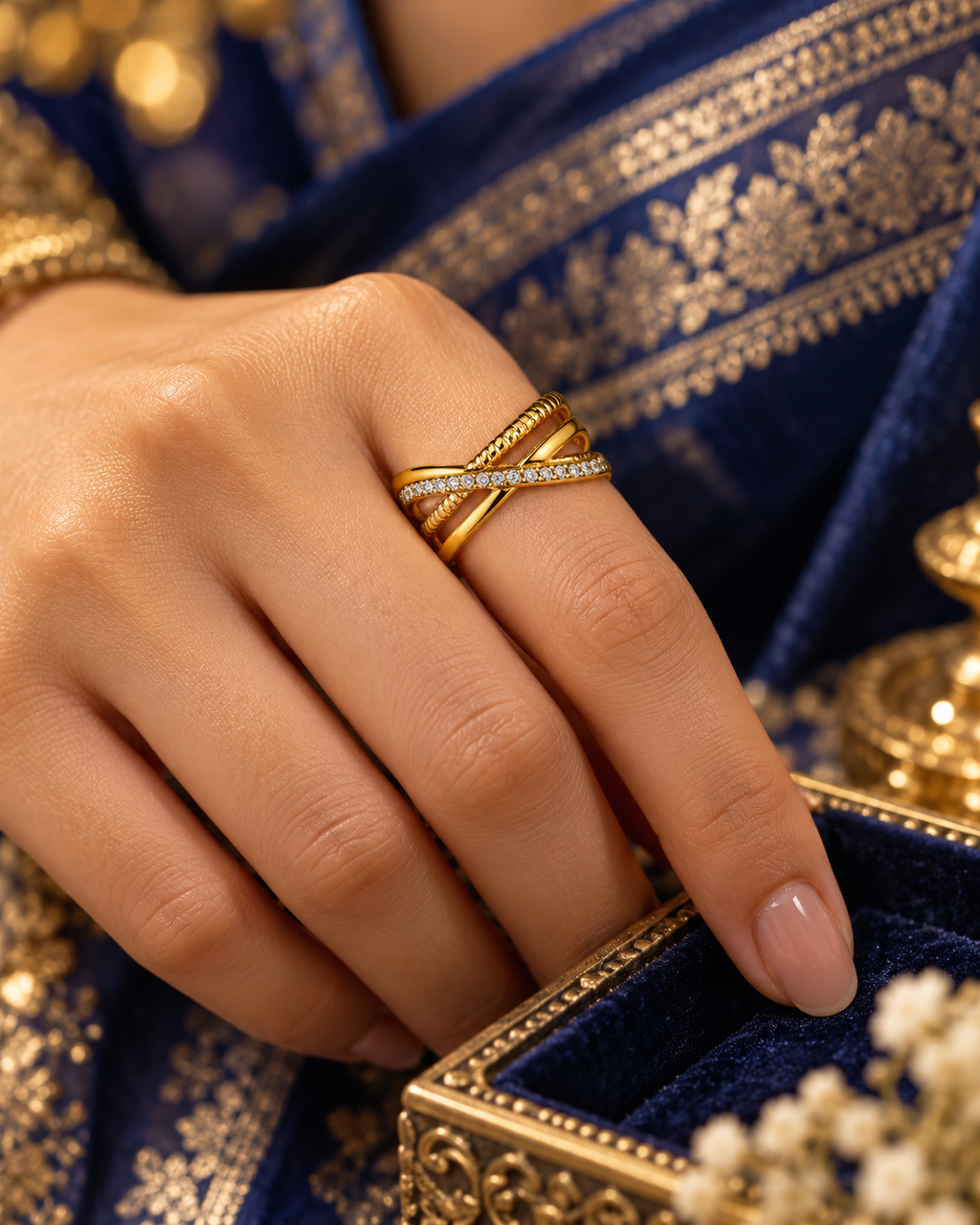 Glitter Cross Ring