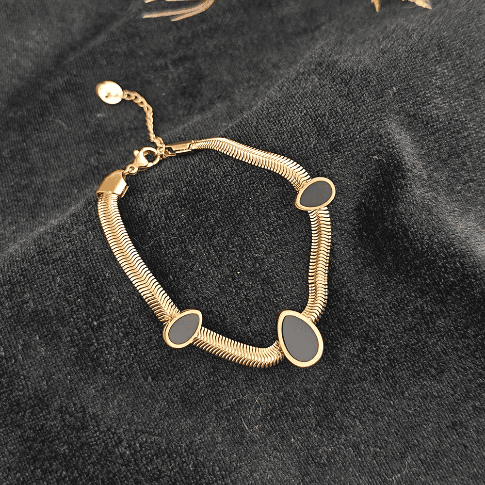 Rose gold Black Tear Drop chain bracelet