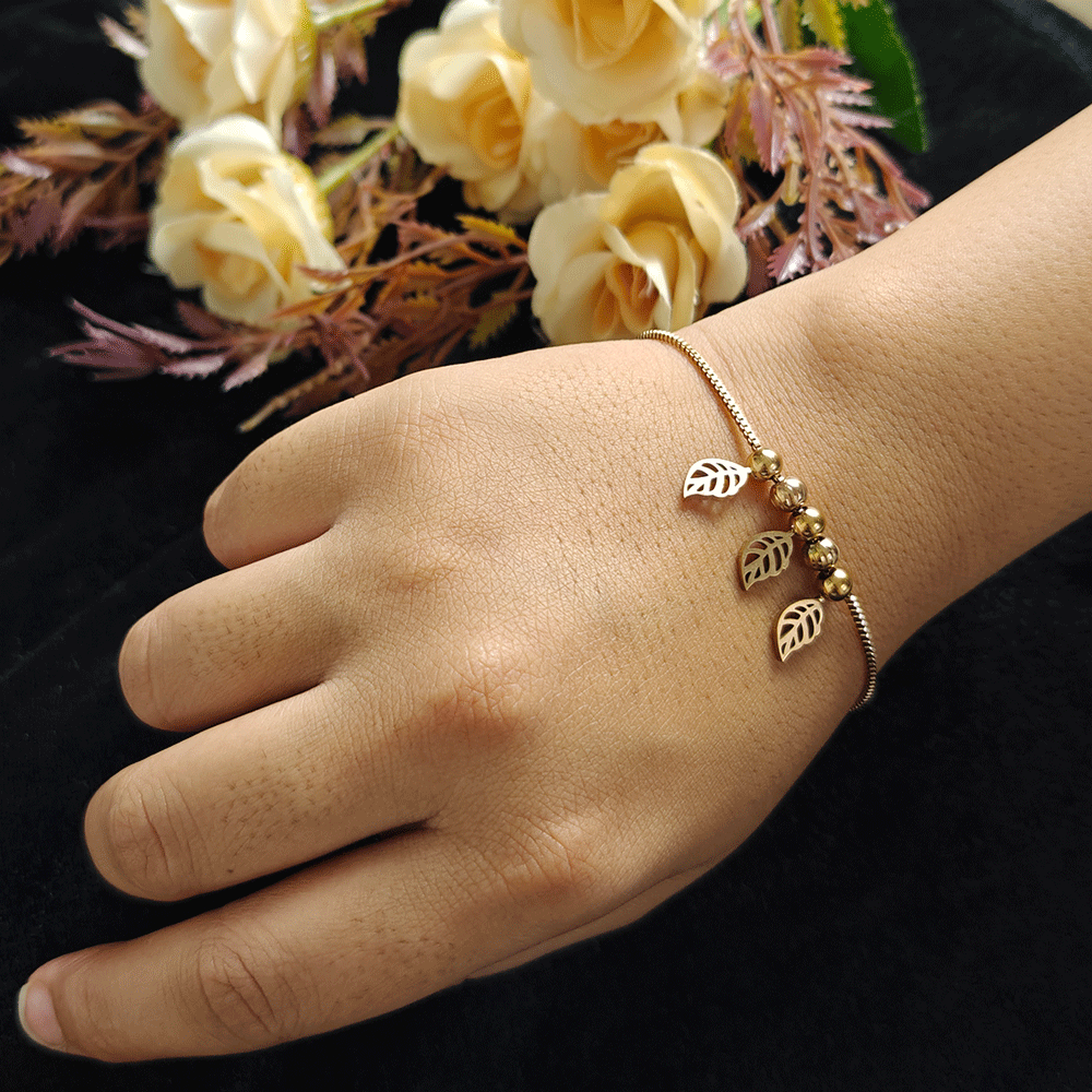 Rose gold three leaf charm bracelet