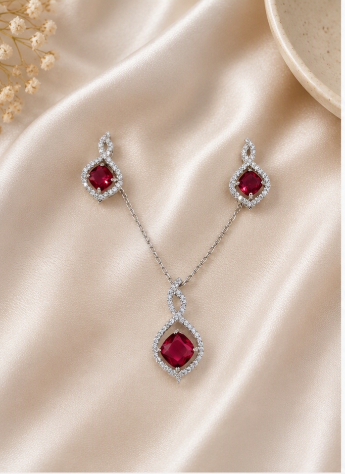 Ruby Radiance Pendant Set