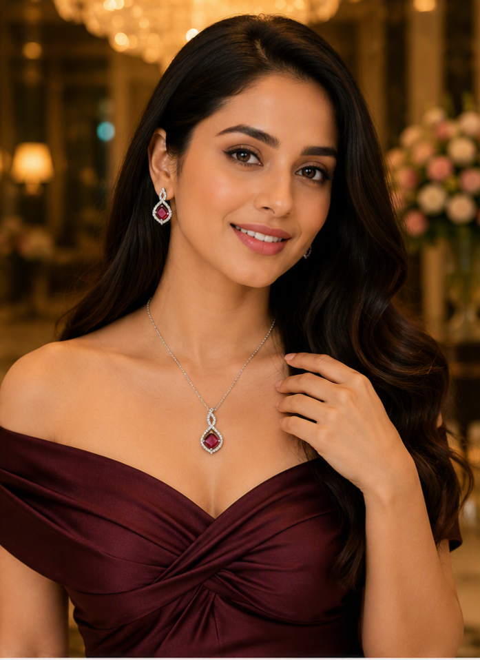 Ruby Radiance Pendant Set