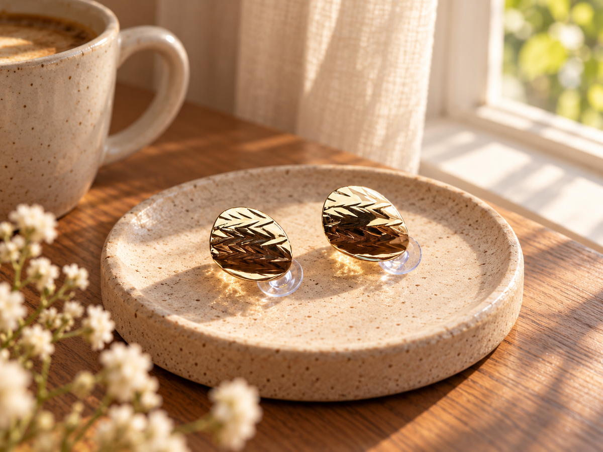 Ripple Gold Earrings