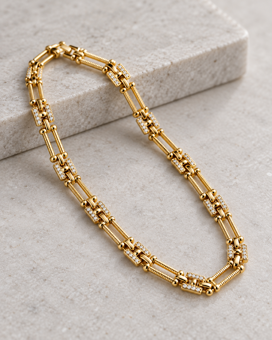Gold-Tone Crystal Link Bracelet
