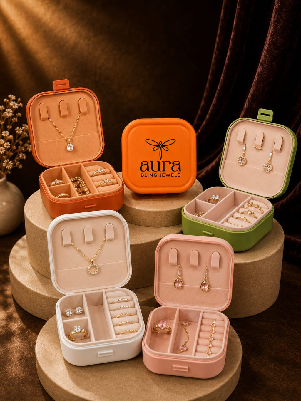 Aura Bling Travel Jewelry Organizer Case