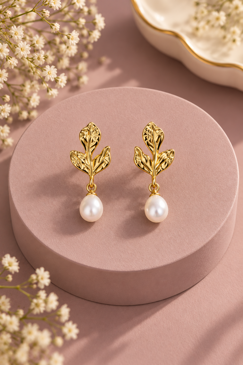Botanical Grace Earrings in Gold Tone
