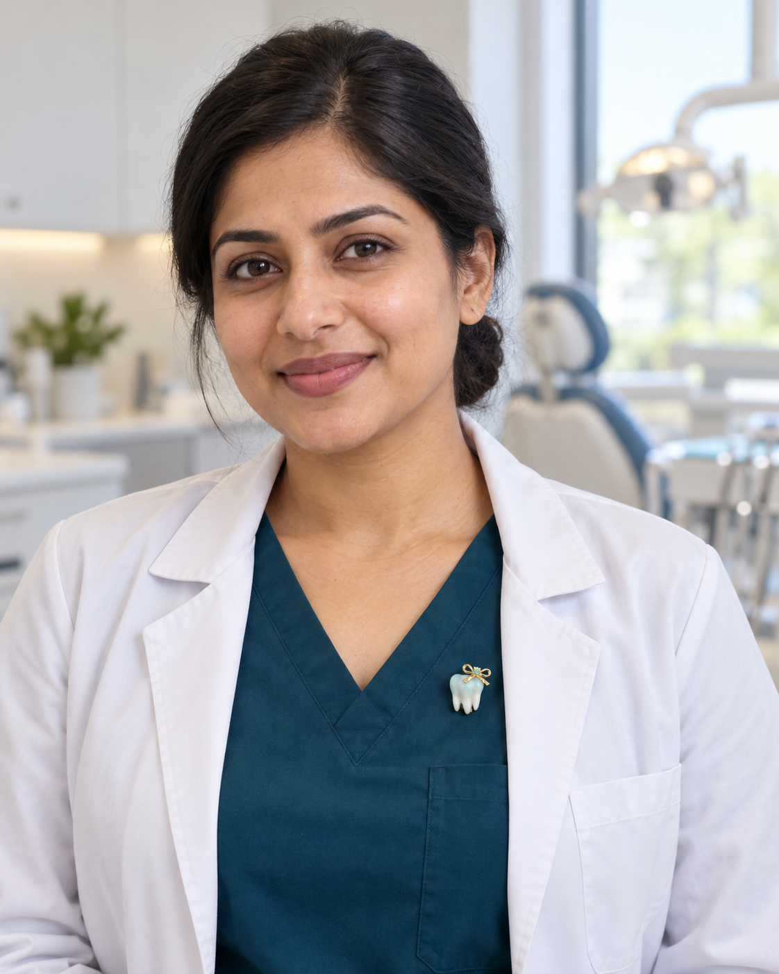 Dental Gleam Brooch in Gold Tone - Styled View