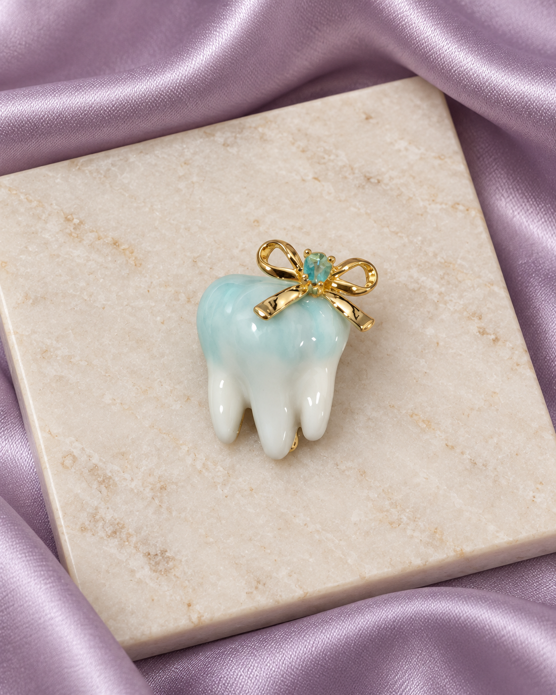 Dental Gleam Brooch in Gold Tone
