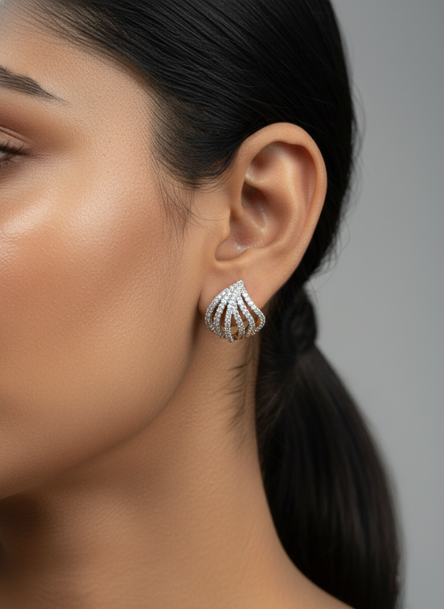 Dual Tone Pavé Hoop Earrings