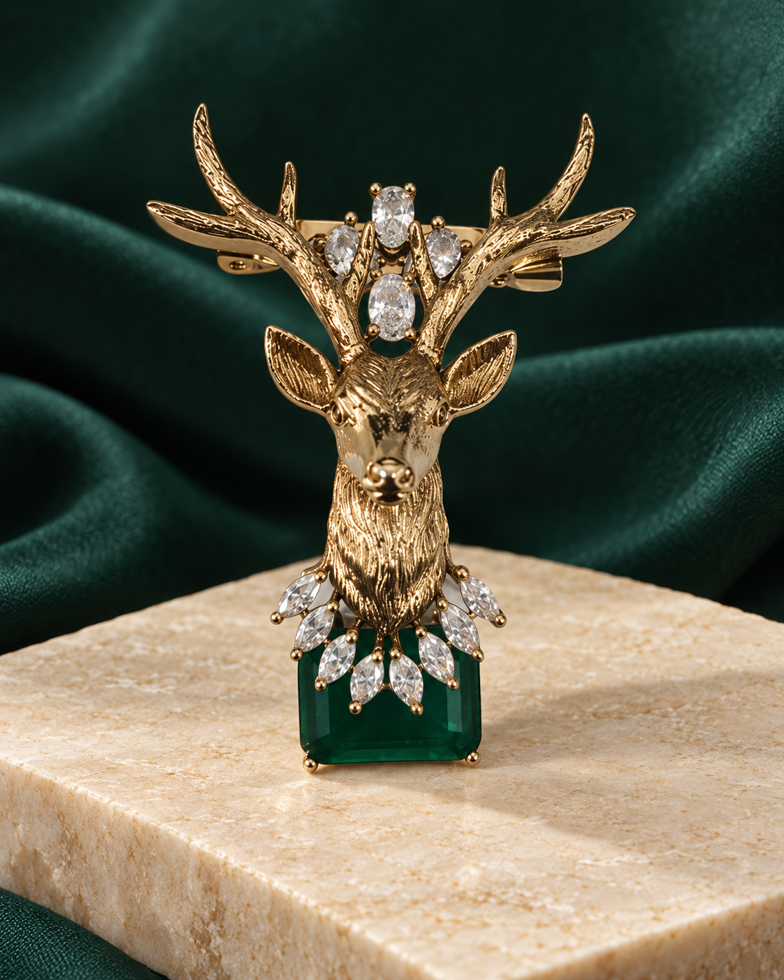 Forest Monarch Brooch in Gold Tone