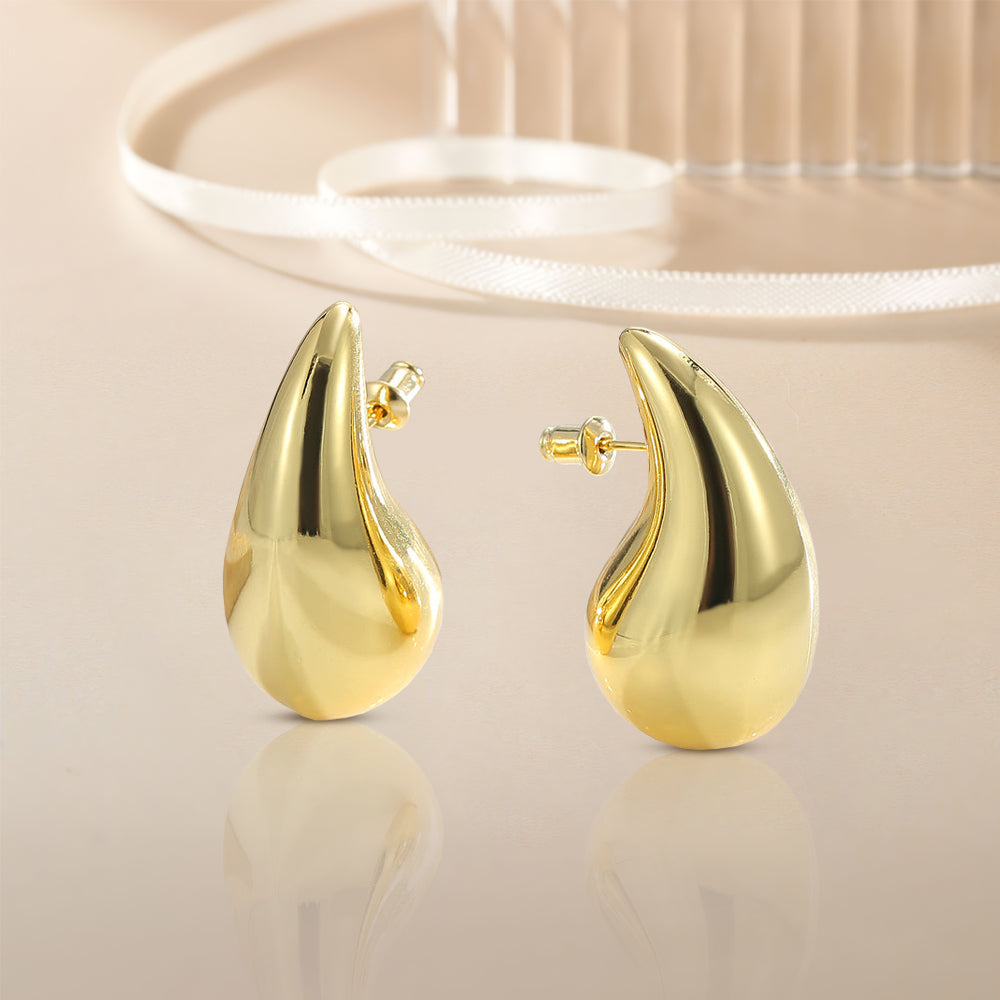 Gold Plated Teardrop Statement Earrings