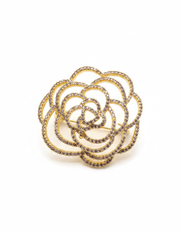 Gold Crystal Flower Brooch
