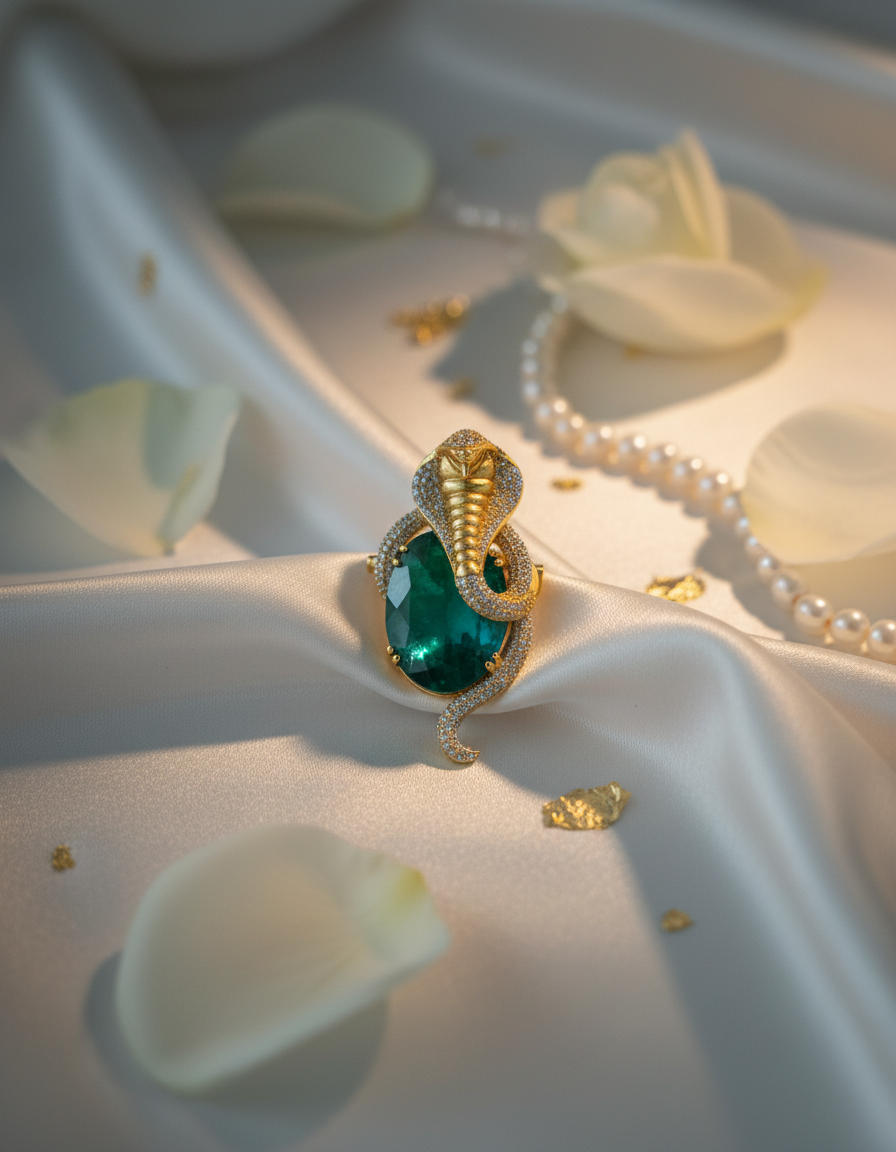 Royal Serpent Emerald Statement Brooch