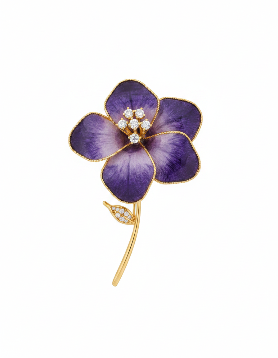 Purple Bloom Crystal Brooch